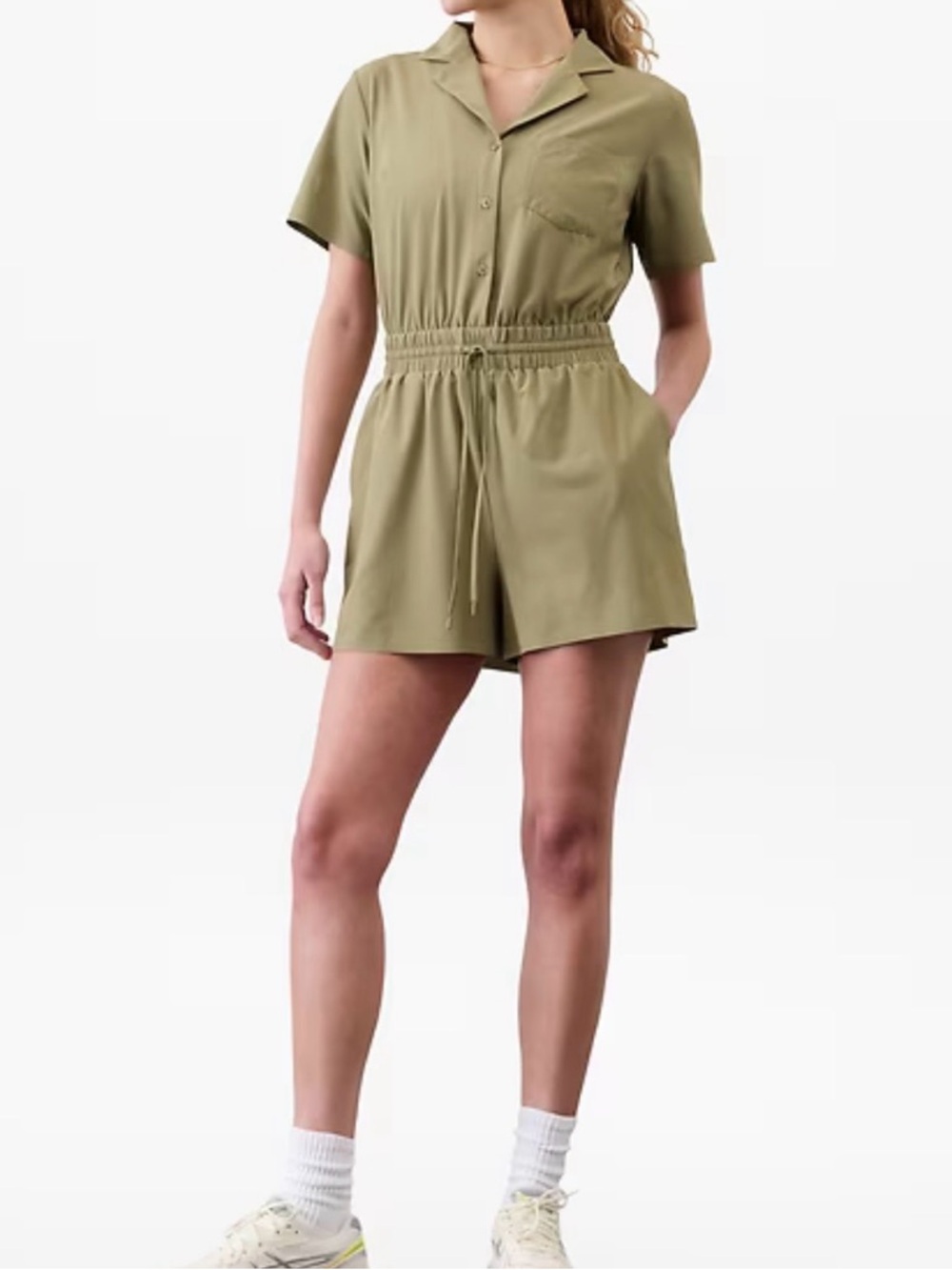 NWT ATHLETA Avenue Romper in Olive Branch